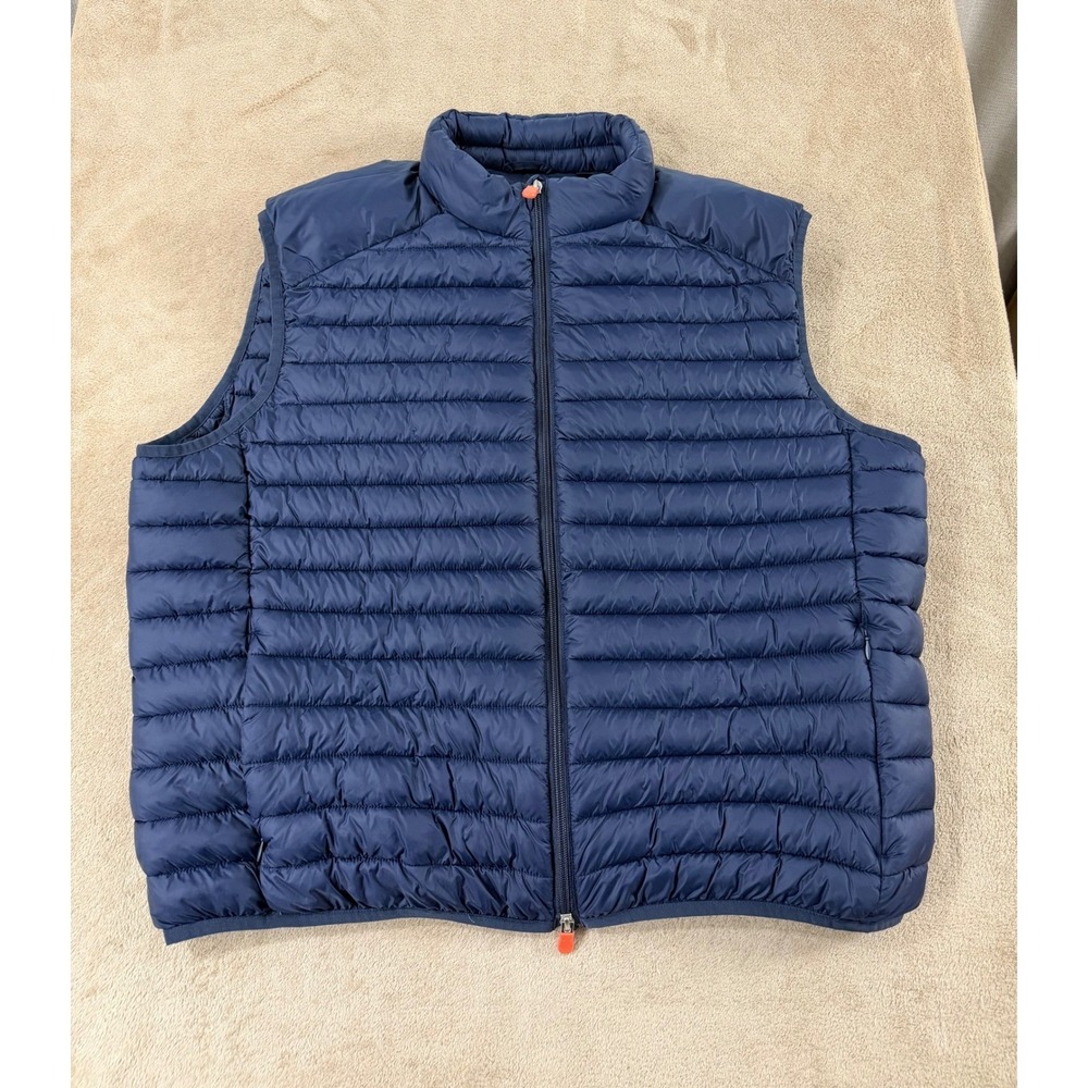 Save The Duck Vegan Plumtech Puffer Vest Women's Size 2XL Navy Blue Quilted EUC